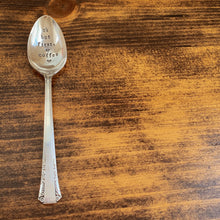 Load image into Gallery viewer, "Ok But First, Coffee" Hand Stamped Vintage Spoon - Silver Plated - Personalized - by Francesca