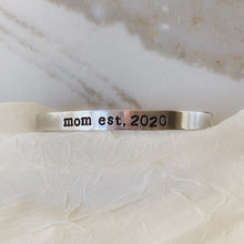 Load image into Gallery viewer, Personalized Hand Stamped Aluminum Cuff Bracelet - Mom Est. - by Via Francesca