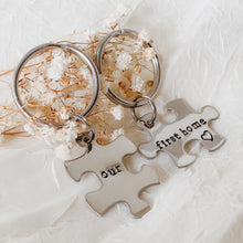 Load image into Gallery viewer, Our First Home - Stainless Steel Keychain Set - Hand Stamped & Personalized - Housewarming - by Via Francesca
