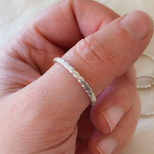 Load image into Gallery viewer, Sterling Silver Twist Stacking Ring - Hammered Stack Ring - Minimalist - Boho - by Francesca