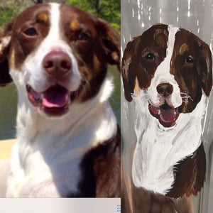 Pilsner Glass with Personalized Pet Portrait - Hand Painted - by Via Francesca