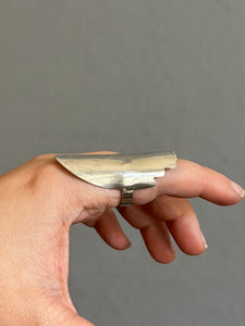 Sterling Silver Spoon Shield Ring - Vintage Spoon Ring - Size 7 - Boho - Upcycled