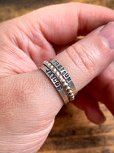 Load image into Gallery viewer, Personalized Sterling Silver Stack Ring - Hand Stamped Thin Band - by Via Francesca
