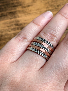 Copper Hammered Stack Ring - by Via Francesca