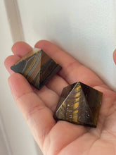 Load image into Gallery viewer, Tiger&#39;s Eye Pyramid - Small - Luck // Motivation // Grounding
