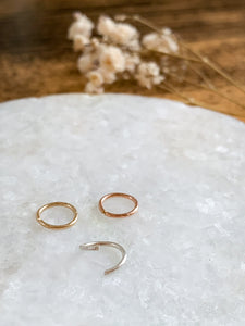 Hoop For Nose & Ear Piercings - Gold, Rose Gold or Sterling Silver - by Via Francesca