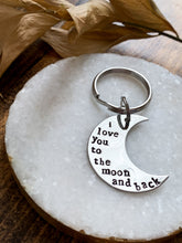 Load image into Gallery viewer, &quot;I Love You To The Moon &amp; Back&quot; Stainless Steel Hand Stamped Keychain - by Via Francesca
