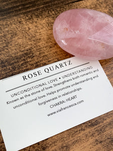 Rose Quartz Palm Stone - Unconditional Love // Understanding