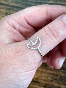 Sterling Silver Open Moon Ring - by Via Francesca