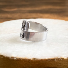 Load image into Gallery viewer, Custom Adjustable Aluminum Wrap Ring - Personalized Name - You Choose The Saying! - by Via Francesca
