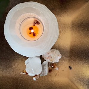 Selenite Candle Holder - Cleanse // Protection // Peace