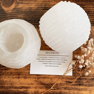 Selenite Candle Holder - Cleanse // Protection // Peace