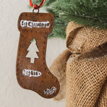 Load image into Gallery viewer, - Personalized - Rusty Tin Stocking Ornament - Hand Stamped &amp; Custom - by Francesca
