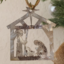 Load image into Gallery viewer, - Personalized - Galvanized Metal Nativity Ornament - Hand Stamped &amp; Custom - by Francesca

