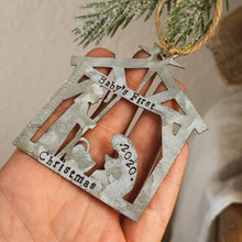 Load image into Gallery viewer, - Personalized - Galvanized Metal Nativity Ornament - Hand Stamped &amp; Custom - by Francesca

