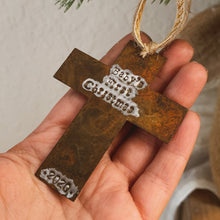 Load image into Gallery viewer, - Personalized - Rusty Cross Ornament - Hand Stamped - by Francesca
