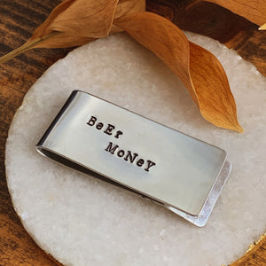 - Personalized - Aluminum Money Clip - Hand Stamped - by Francesca