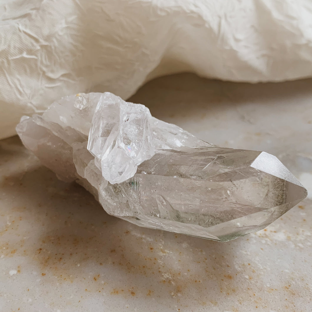 Brazilian Clear Quartz with Chlorite Inclusion and Rainbow - 77g - Clarity // Enlightenment