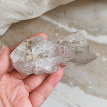 Load image into Gallery viewer, Brazilian Clear Quartz with Chlorite Inclusion and Rainbow - 77g - Clarity // Enlightenment
