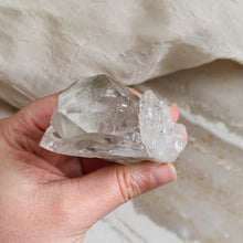 Load image into Gallery viewer, Brazilian Clear Quartz with Chlorite Inclusion and Rainbow - 77g - Clarity // Enlightenment

