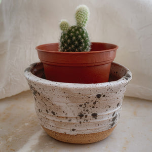 Tiny White & Black Speckled Planter - by Sophia Grace Collection
