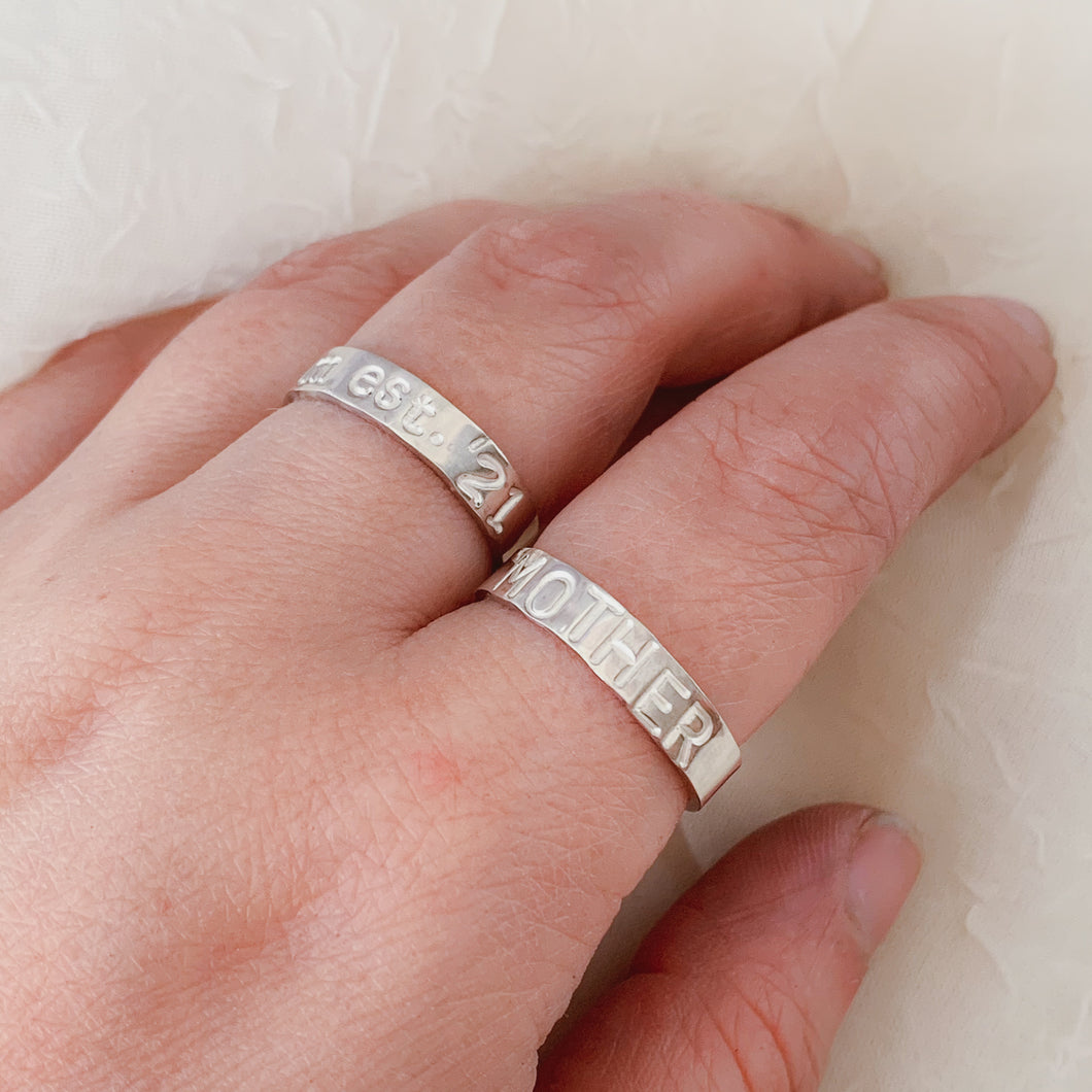 Personalized Sterling Silver Band Ring - by Via Francesca