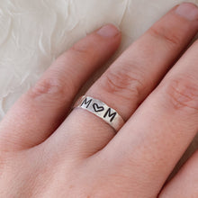 Load image into Gallery viewer, Personalized Hammered Sterling Silver Band Ring - by Via Francesca
