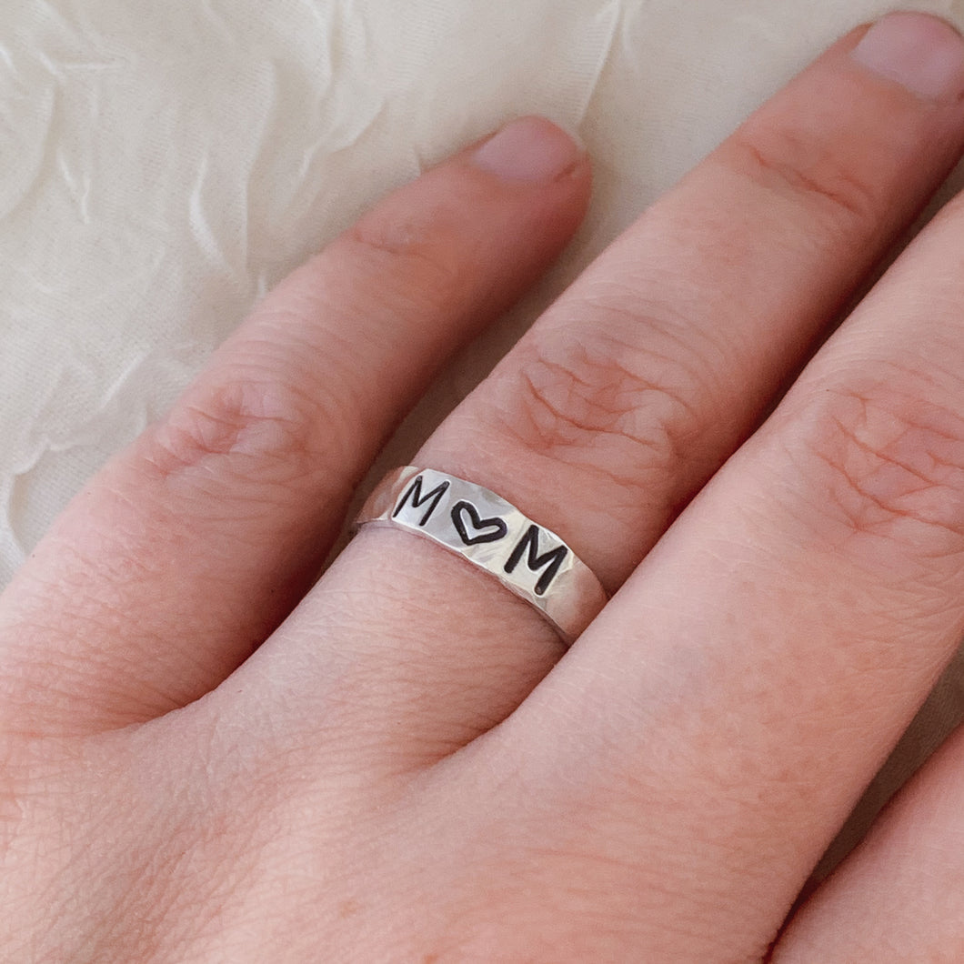 Personalized Hammered Sterling Silver Band Ring - by Via Francesca