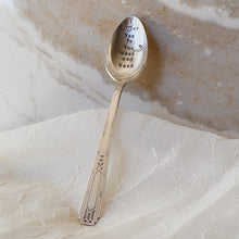 Load image into Gallery viewer, &quot;I Love You to the Moon and Back&quot; Hand Stamped Vintage Spoon - Silver Plated - Personalized - by Francesca
