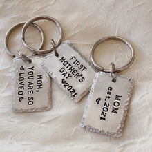 Load image into Gallery viewer, Personalized Aluminum Bar Keychain - Hand Stamped -  Customized To Say Whatever You Want! - by Via Francesca
