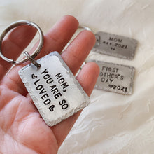 Load image into Gallery viewer, Personalized Aluminum Bar Keychain - Hand Stamped -  Customized To Say Whatever You Want! - by Via Francesca
