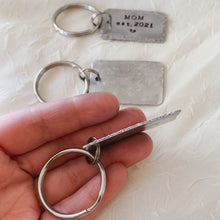 Load image into Gallery viewer, Personalized Aluminum Bar Keychain - Hand Stamped -  Customized To Say Whatever You Want! - by Via Francesca
