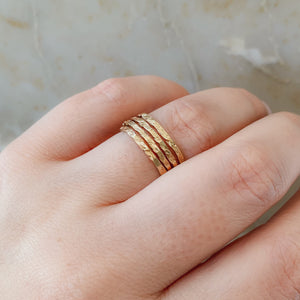Hammered Teeny Gold Filled Stack Ring - by Francesca