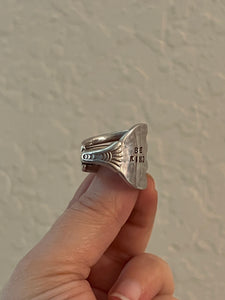 "Be Kind" Sterling Silver Vintage Fork Ring - Hand Stamped - Size 7 1/2