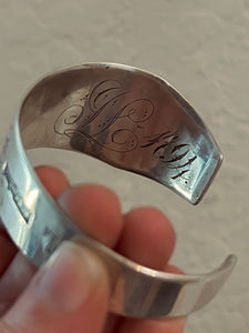 Antique Sterling Silver Spoon Bracelet with Engraving