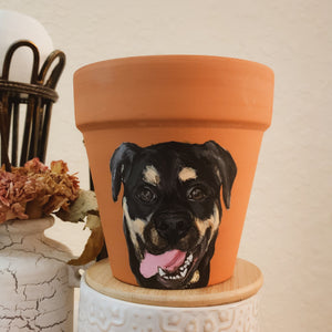 Custom 5" Pot with Hand Painted Pet Portrait - by Francesca