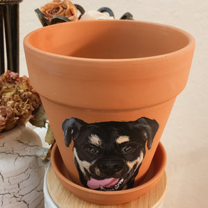 Custom 5" Pot with Hand Painted Pet Portrait - by Francesca