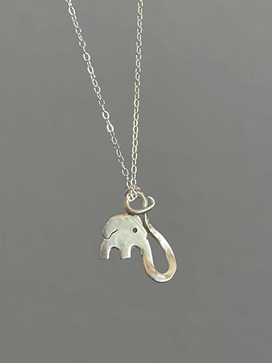 Fork Elephant Necklace - Sterling Silver - 21 Inches