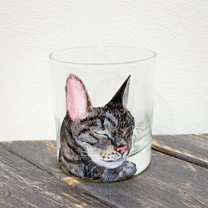 Rocks Glass with Personalized Pet Portrait - Hand Painted - by Via Francesca