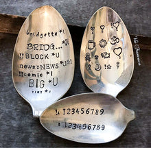 Load image into Gallery viewer, Custom Stamped Vintage Fork Set - Hand Stamped Silver Plated Wedding Forks - by Via Francesca
