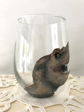 Load image into Gallery viewer, Hand Painted T-Rex Stemless Wine Glass - by Francesca
