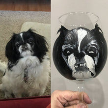 Load image into Gallery viewer, Wine Glass with Personalized Pet Portrait - Hand Painted - Stemmed or Stemless - by Via Francesca
