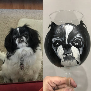 Wine Glass with Personalized Pet Portrait - Hand Painted - Stemmed or Stemless - by Via Francesca